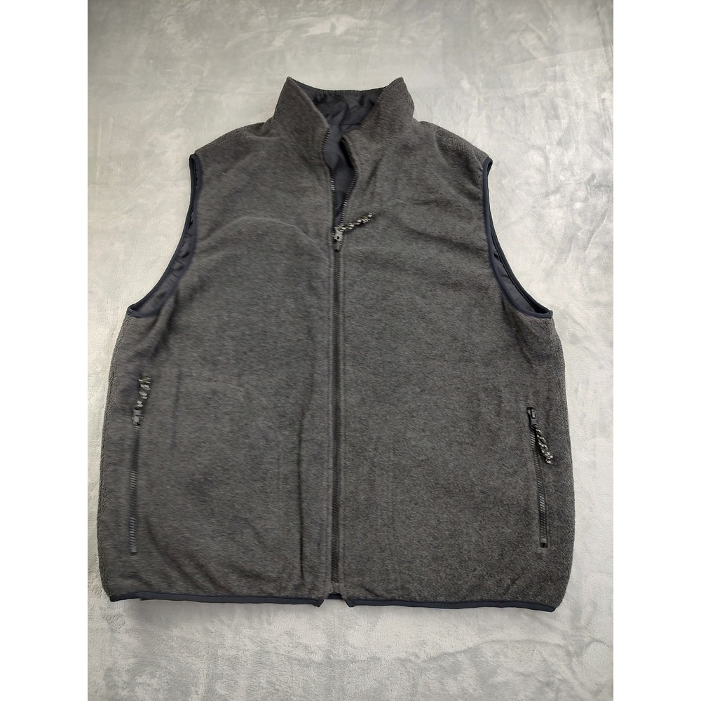 Utility Men's Charcoal Gray Fleece Lined Nylon‎ Vest Size XL Full Zip Pockets